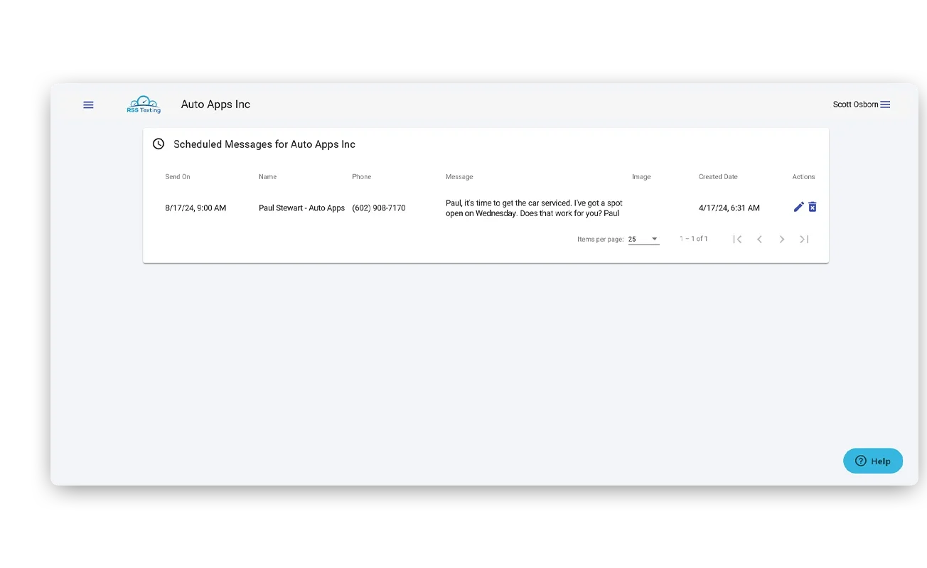 RSS Scheduled Texting