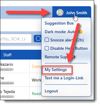 Image showing how to access your account to update your password