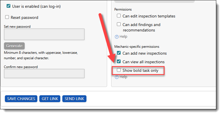 In the users settings, you can set them to only see bold items in the digital inspection checklist