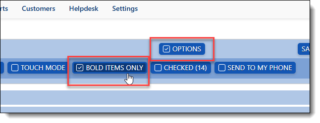 How a technician can show all tasks in a digital inspection instead of just the bold items