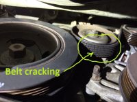 Worn serpentine belt