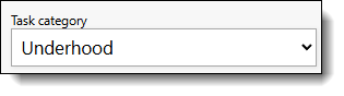 Image shows the dropdown option for the task category