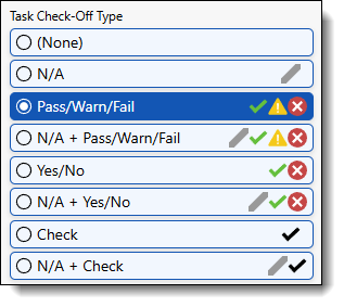The image shows the different type of tasks that we offer in our digital vehicle inspection software