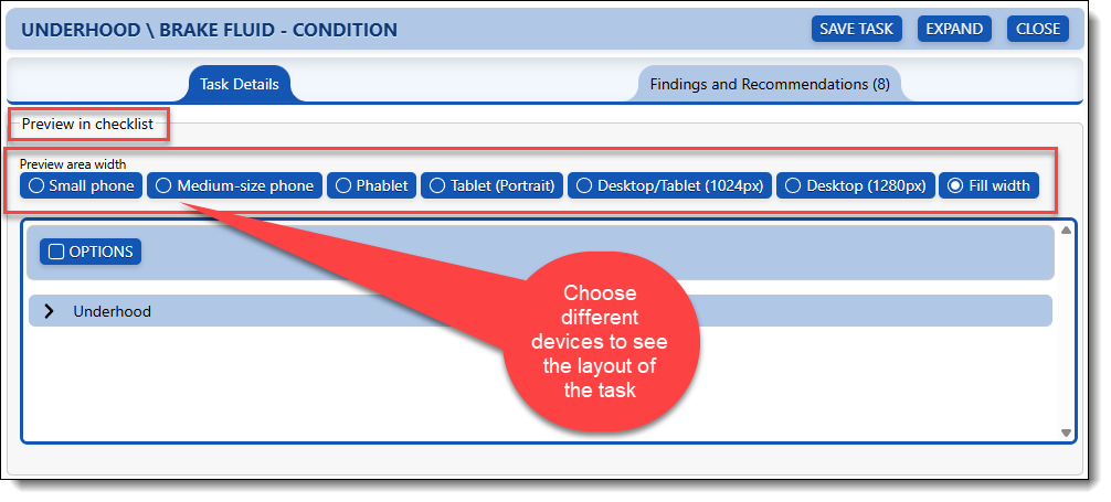 This image shows an overview of what the task will look like in the checklist
